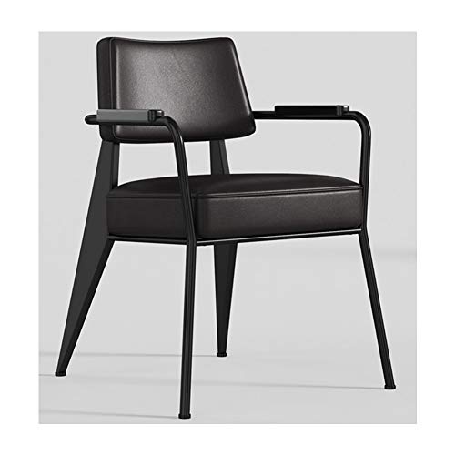 KOKOF Chair Metal Legs Living Room Chair, Kitchen Chairs, Armchair, Living Room Lounge Leisure Chairs, Tub Chair, with Backrest & Armrests, Simple style-black