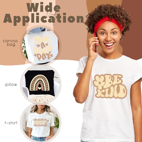 Image of Tintnut Cornhusk Color Heat Transfer Vinyl,6 Pcs 12x10in Iron on Vinyl | Skin Tone PU HTV Sheets,easy cut & weed,stretch washable,works with iron & heat press for fabric crafts