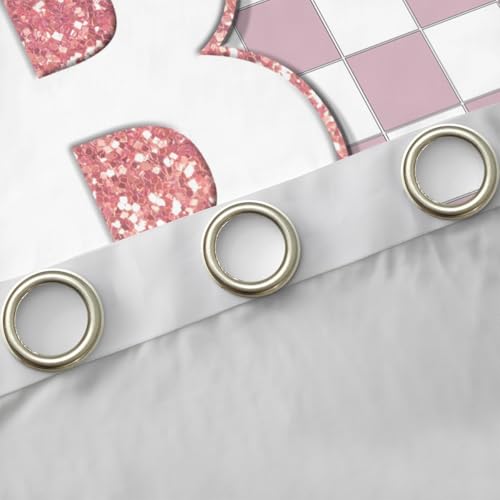 Image of Erosebridal Pink Initial B Blackout Curtains for Kids Girls Bedroom Kawaii Plaid Checkered Window Curtains 2 Panels 38 inchWx54 inchL Cute Personalized Monogram Drapes,Fashion Grids Gingham Window Treatments