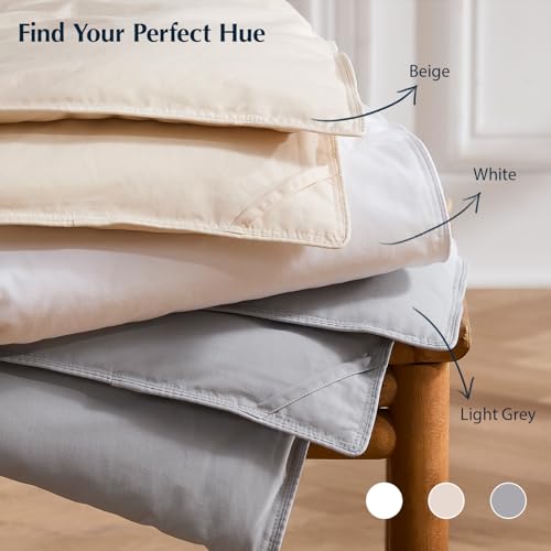 Image of Pacific Coast Lightweight Goose Feather Down Fiber Comforters King Size, Summer Duvet Insert, Ultra Soft, Breathable, Hotel Luxury Bedding Comforter with 8 Tabs, White, 106 x 90 inches