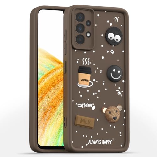 Image of Outlouders Back Cover for Samsung Galaxy A33 5G | 3D Cartoon Bear Cute Fun Silicone Full Body Protection Bumper Case (Brown)