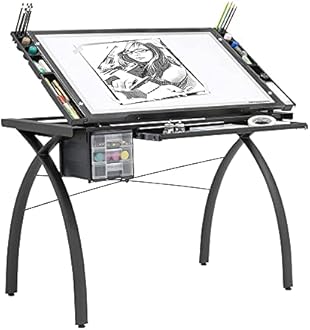 Artograph Futura Light Tracing Table for Artists with Storage and Adjustable, Dimmable Glass Work Top