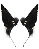 BNLIDES Handmade Fur Wolf Ears Headwear Adult Cosplay Costume Accessories for Halloween (Earring Black)