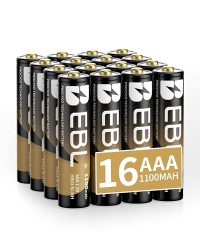 Image of EBL Gold Pro Rechargeable AAA Batteries 1.2V 1100mAh NIMH Battery Upgraded High Performance AAA Batteries Precharged Triple A Battery - 16 Packs