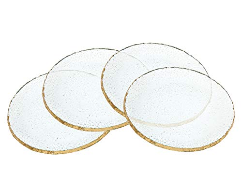 Harper Dessert Plates By Godinger - Clear Crystal Trimmed In Gold - Set Of Four - 7 Inches #TOP14