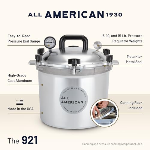 Image of All American 1930: 21.5qt Pressure Cooker /Canner (The 921) - Exclusive Metal-to-Metal Sealing System - Easy to Open & Close - Suitable for Gas, Electric, or Flat Top Stoves - Made in the USA