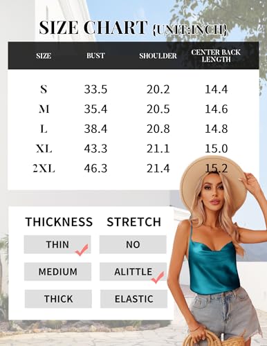 Buy Zeagoo Women's Cowl Neck Satin Camisole Sleeveless Spaghetti