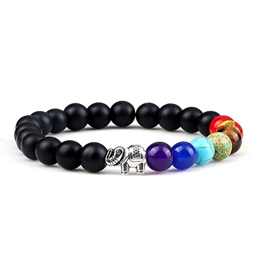 Bracelet 7 Chakra Éléphant en pierre naturelle de lithothérapie pour yoga