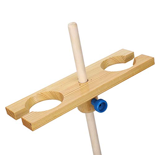 2 Holes Funnel Stand, Wooden Separating Funnels Stand Holder Adjustable Height Funnel Rack for School Laboratory Experiment Fixing Accessories