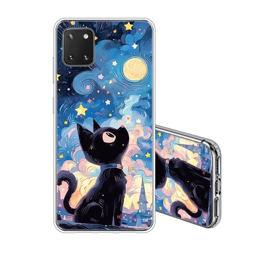 JEZSTHAI Funda Compatible con Samsung Galaxy Note 10 Lite Carcasa Silicona Transparente Suave Antichoque TPU Bumper Protectora Tapa Trasera,Gato Lindo Dibujos Aesthetic Case