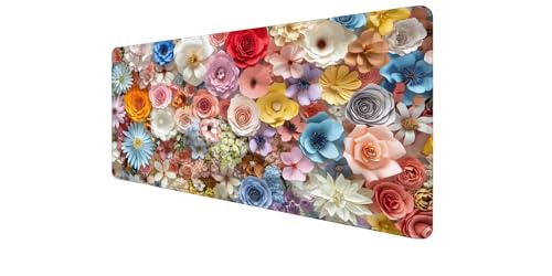 Tapis de souris grand format Fleurs pour le bureau et le télétravail