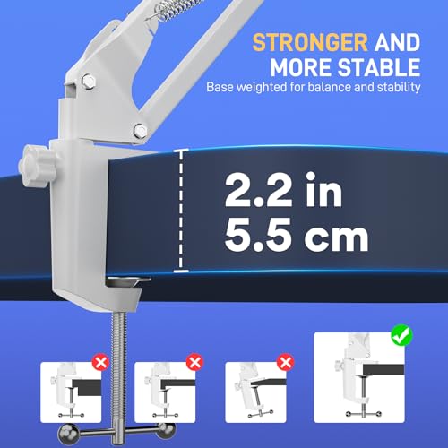 Image of MAONO Boom Arm Microphone Stand: Adjustable Metal Suspension Mic Boom Arm for Podcasting Gaming Streaming Recording,with Desk Clamp and 3 /8 inch to 5 /8 inch Screw Adapter-Max Load 1KG BA20 White