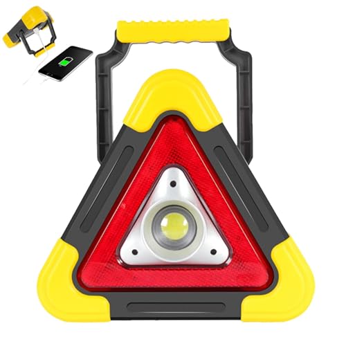 Dinchaakuarry Triangle Luce di Avvertimento - Triangolo di Sicurezza Auto Solare Portatile, Luce di Pericolo LED multimodale | Indicatore di guasto di Emergenza, Luce di Lavoro per incidenti