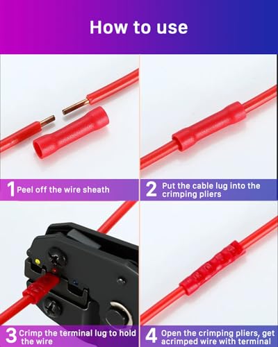 Stossverbinder Set, ANVINKU 220 Stück Kabel Quetschverbinder, 0,5mm² - 6mm² Stoßverbinder Sortiment mit Box, Isoliert Kabelverbinder Set, KFZ Kabelschuhe, Crimpverbinder (Rot/Gelb/Blau)