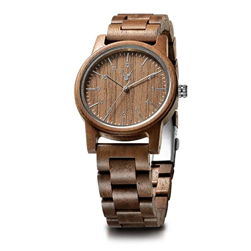 LeeEv Holzuhren Uwood Serie 40mm Unisex Natürliche Handarbeit Holz Uhr mit Geschenkbox & Band verstellbar