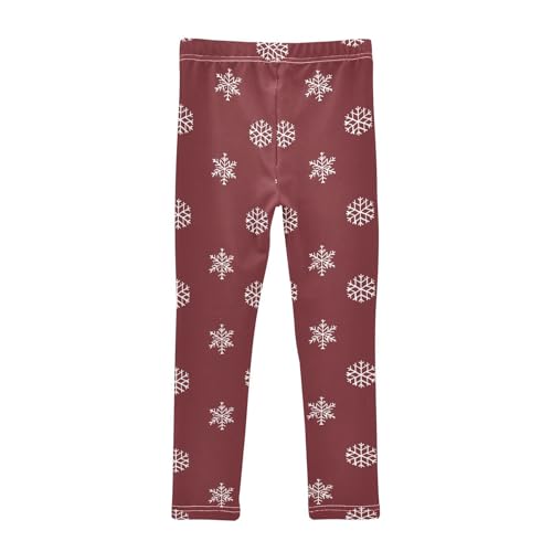 Snowflake Old Red Pattern Girls Leggings Ultra Soft Compression Yoga Gym Pants for Kids 4-10T2