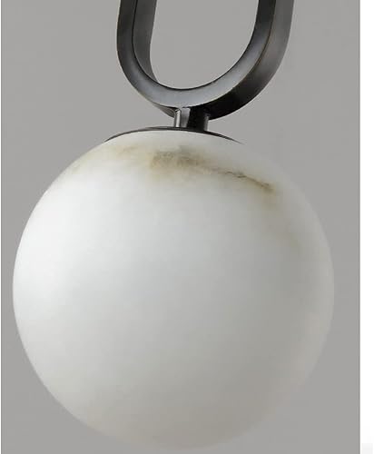 Miniatura 6 de MODEBHD 3 paquetes de luces de isla de 13.3 pulgadas, pantalla de mármol transparente, lámpara de cobre negro, soporte de lámpara colgante de