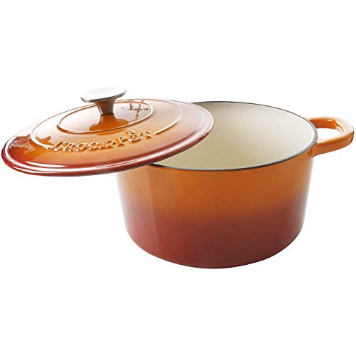 Crock-Pot Artisan Round Enameled Cast Iron Dutch Oven, 5-Quart, Sunset Orange image 3