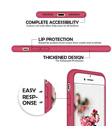 Image of VONZEE Microfiber Candy Case Compatible for iPhone 6 /6S Smooth Touch Cushion Liquid Soft Silicone Gel Rubber Phone Cases Full Body Protective Shockproof Back Cover|4.7 inch|Solid (Wine Red)
