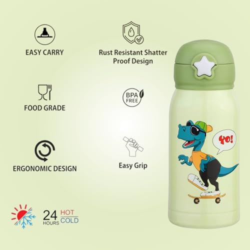 Image of CLAY CRAFT VACBOTT Vaccum Bottle, Kids Double Walled 18 Hours Hot and 24 Hours Cold Water Bottle, 550ML (Yo) Steel Water Bottles for School, Office, Home, Gym, Leakproof, Rust Free Steel Bottle