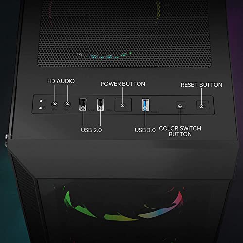 Gtracing Atx Pc Case Mid-Tower, Computer Gaming Case With Tempered Glass Side & Front Panels, Color Switch Botton Computer Chassis, Usb 3.0(Black, No Fans) #TOP6