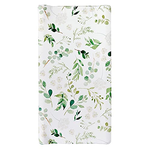 Baby Green Leaf Diaper Changing Pad Cover Cradle Mattress Sheets, Infant Stretchy Fabric Changing Table Cover Changing Mat Cover Baby Nursery Diaper Changing Pad Sheets 32''X 16'' (Green Leaves) #TOP6