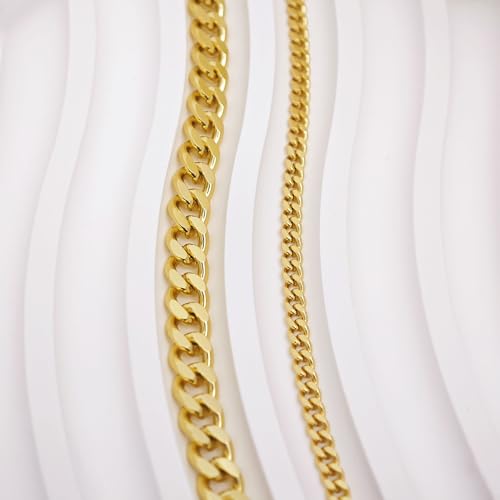 Image of Gold Ankle Bracelets for Women, 14k Silver /Gold Anklets for Women Waterproof Layered Figaro Cuban Link Cuban Anklet Set Silver Ankle Bracelets for Women Summer Beach Jewelry Gifts