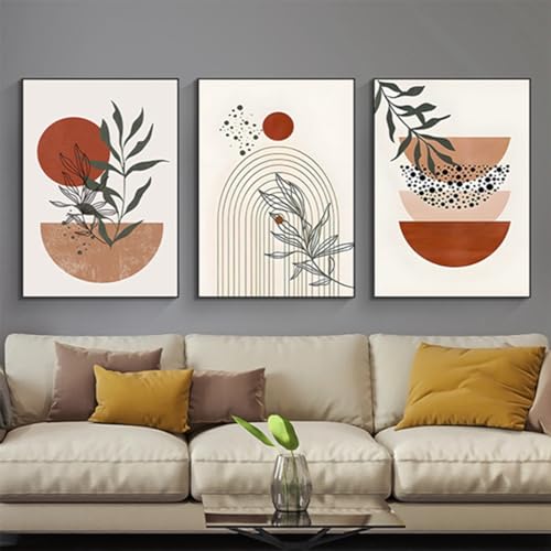JNAOZI Aesthetic Plant Pictures, Boho Decorative Pictures, Modern Abstract Art Wall Pictures, Bohemian Poster Set