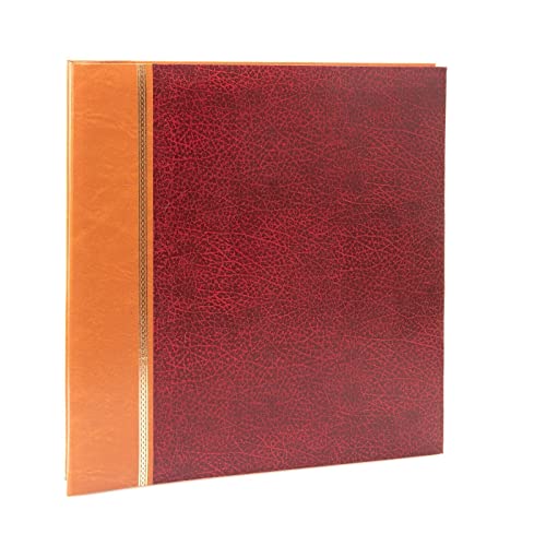 Kenro Grace Red Self Adhesive Photo Album with 40 Pages - Faux Leather Journal. Memory Photo Book for 200 6x4 Photos & Proportional Number for Other Sizes - KD104RD