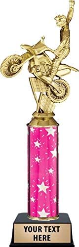 Crown Awards Cycle Motocross Trophies, Personalized Pink Cycle Motocross Trophy, Engraving Included Prime