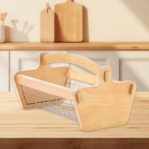 Frutero de madera con base de metal reforzado y diseño moderno para pan 4