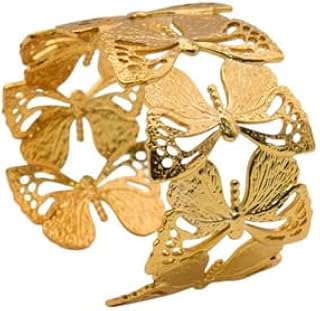 Stainless Steel Butterfly Cuff Bracelet For Girls - Gold - 86808