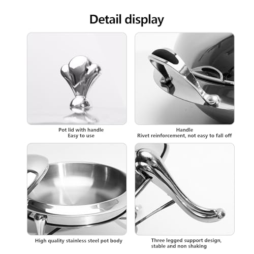 Fondue poêle à alcool 18cm en acier inoxydable pour camping et intérieur - 4