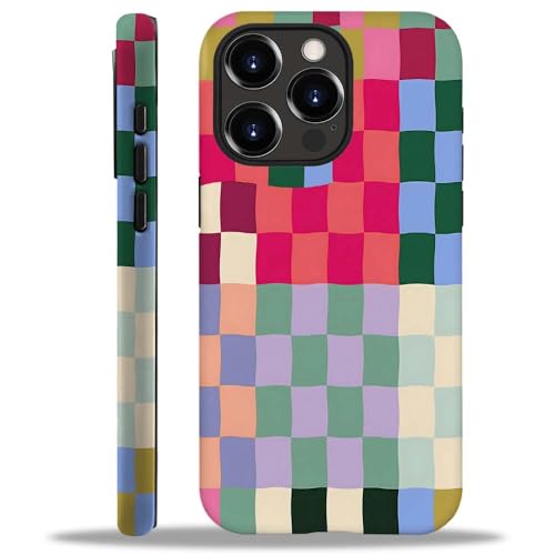 SEized Case Compatible with for iPhone 15 Pro,Colorful Checkerboard Phone Case for Girl Women Boy Men,Soft Silicone Protection Case for iPhone 15 Pro