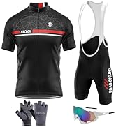 Tuta Da Ciclismo Uomo Estate – Maglia A Manica Corta Con Pantaloncini 9D Gel Imbottiti, Bretelle, Guanti E Occhiali Inclusi, Ideale Per MTB E Strada