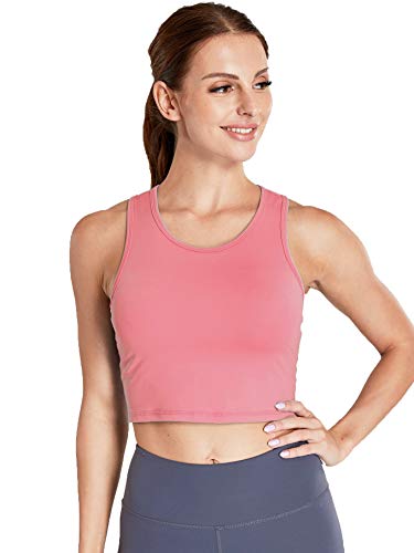 Move With You Women s Crop Tank Tops Longline Sports Bra with Built-in Bra Workout Running