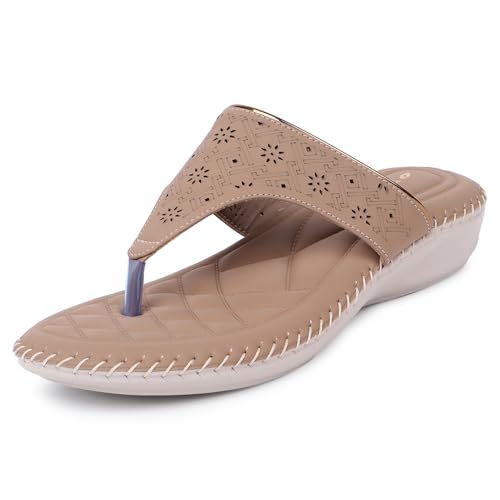 Image of TRASE Orthopedic Footwear for Women | Flat Ortho Slippers for Women Stylish | Soft Sole Ladies Chappal Fancy Comfortable Casual Footwear with Laser Cut Design