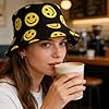 YFHUVB Oasis Bucket Hat,Double Sided Smiling Face Bucket Hat,Suitable for Outdoor Activities, Dressing Up, Fishing, Cycling, and Traveling Bucket Hats(Black) #5