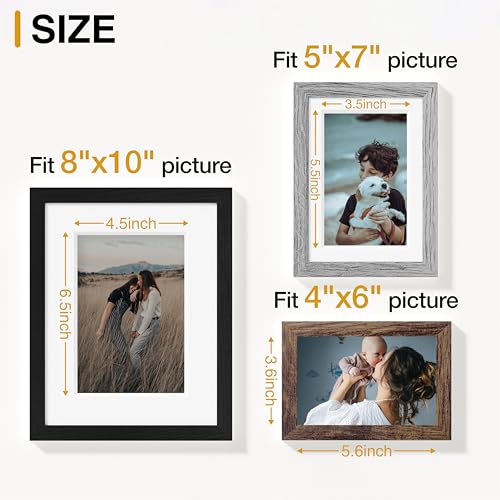 Image of Vittanly 12 Pack Picture Frames Collage Wall Decor for Mounting or Tabletop Display, Gallery Wall Frame Set for Family, Multi Sizes Including 4pcs 8x10, 4pcs 5x7, 4pcs 4x6, Black, Brown and Grey