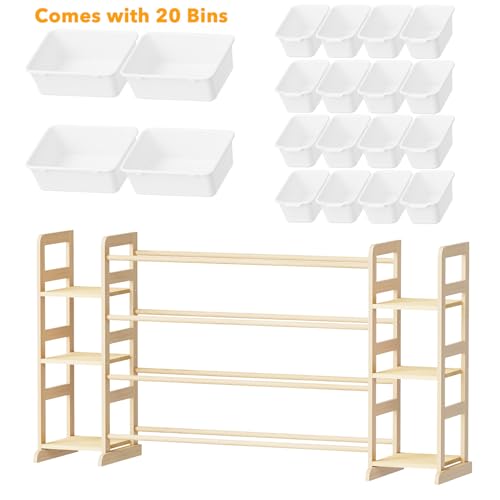 Image of SpaceAid Toy Storage Organizer with 6 Shelves and 20 Bins, Toy Organizers Storage Bookshelf, Kids Bin Shelf Toys Box Bookcase for Bedroom Playroom Organization Room Decor, White
