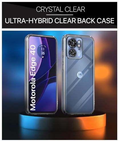 Image of NISHTECH for Moto Edge 40 5G Premium Transparent Hybrid Soft Slim Dust Proof Back Case Cover Silicone with Camera Protection
