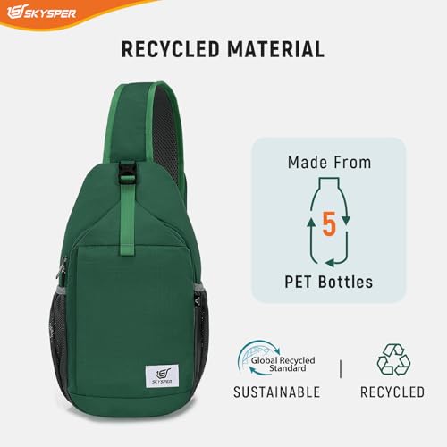 Image of SKYSPER Sling Bag RFID Cross Body Bag Recycled Crossbody Backpack Travel Daypack
