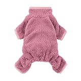 Fitwarm Dog Fleece Pajamas, Dog Winter Clothes for Small Dogs Girl, Pet Jumpsuit, Cat Apparel, Pink, Small