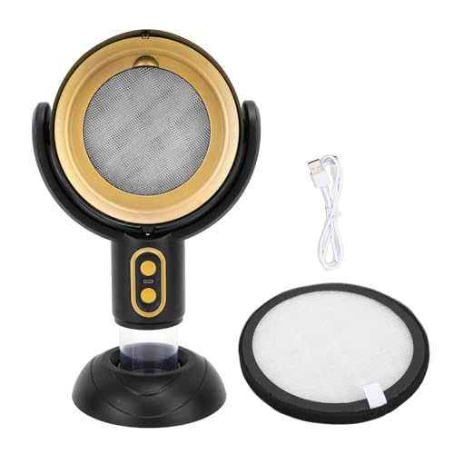 Tragbarer Küchenabluftventilator mit 2 Gängen, Negativ-Ionen-USB-betriebene Desktop-Dunstabzugshaube, Kompakt und Tragbar für Schlafzimmer, Wohnungen (Schwarz und Gold)