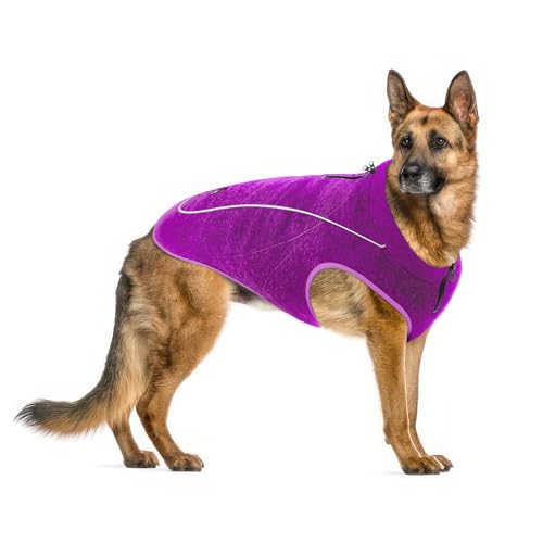 Image of Insulated Fleece Sweater for Dogs | Lightweight Warm Dog Vest | Zipper Port for Harness | Cold Weather Winter Jacket | Rain Snow Repellant Coat | Adjustable for Small Medium Large Girl Dog (Purple /XL)