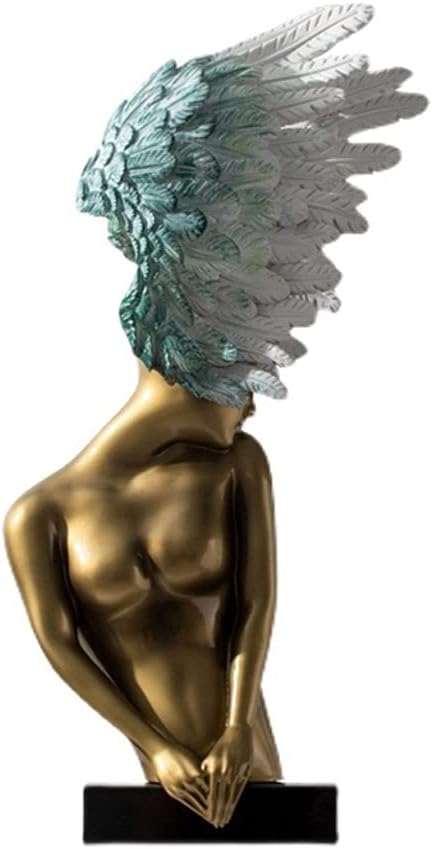 UNNS Desktop Figurines Unique Redemption Angel Garden Statue Angel Wings Sculpture Home Art Decoration Made of Marble Material for Home Or Garden Display Home Decor Statues (Color : A)