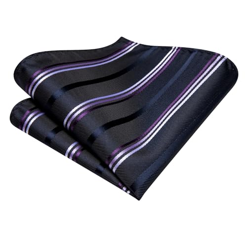 Image of Dubulle Mens Paisley Floral Silk Tie for Men Striped Necktie and Pocket Square Cufflinks Set Wedding Business