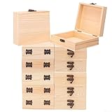 Joyero de madera maciza antigua con tapa abatible, caja de almacenamiento cuadrada de pino para anillos y objetos de valor, elegante proyecto de manualidades de pintura para decoración del hogar