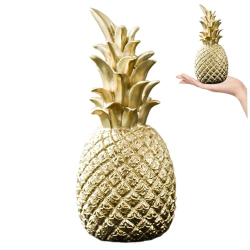Hperu Pineapple, Gold Pineapple Decor with Realistic Resin Fruit Design - Tropical House Ornament for Tabletop and Office Decoration