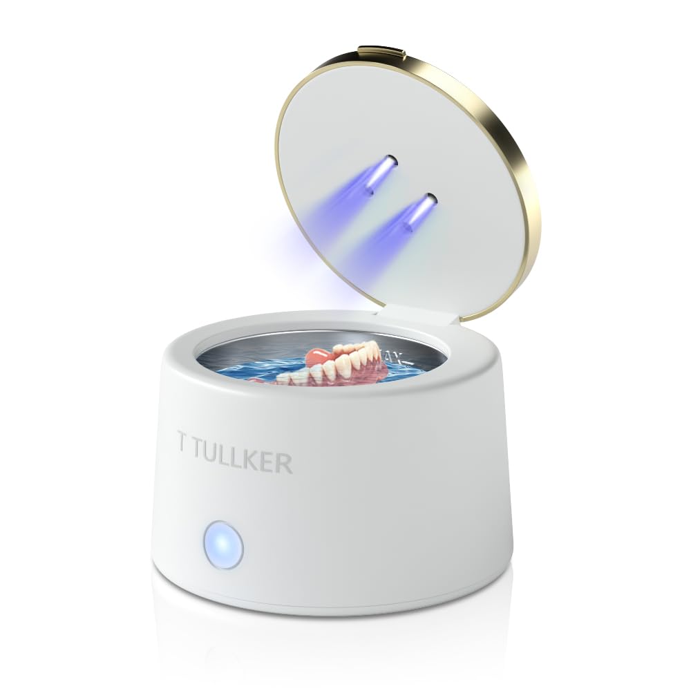 Ultrasonic Retainer Cleaner 25W 42kHz T TULLKER Portable Professional for Dentures,Aligner,Braces,Mouth Guard,Jewelry,Shaver Head Ultra Sonic Cleaning